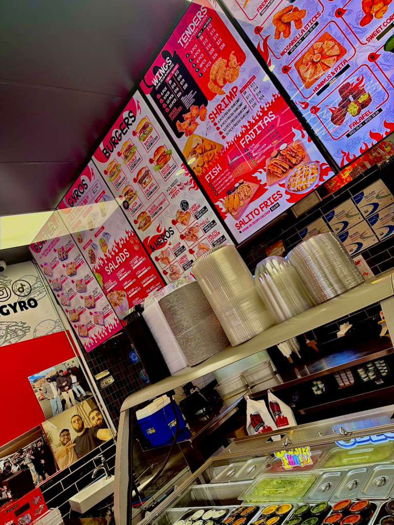 Halal food spread at Blazin Chicken & Gyro in North Bergen